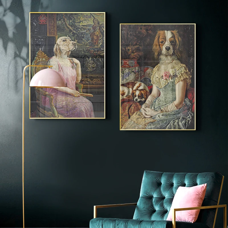Винтажная классная собака, имитирующая себя на стену, художественные плакаты, принты с изображением животных, пальто, холст, живопись, Настенная картина для декора гостиной