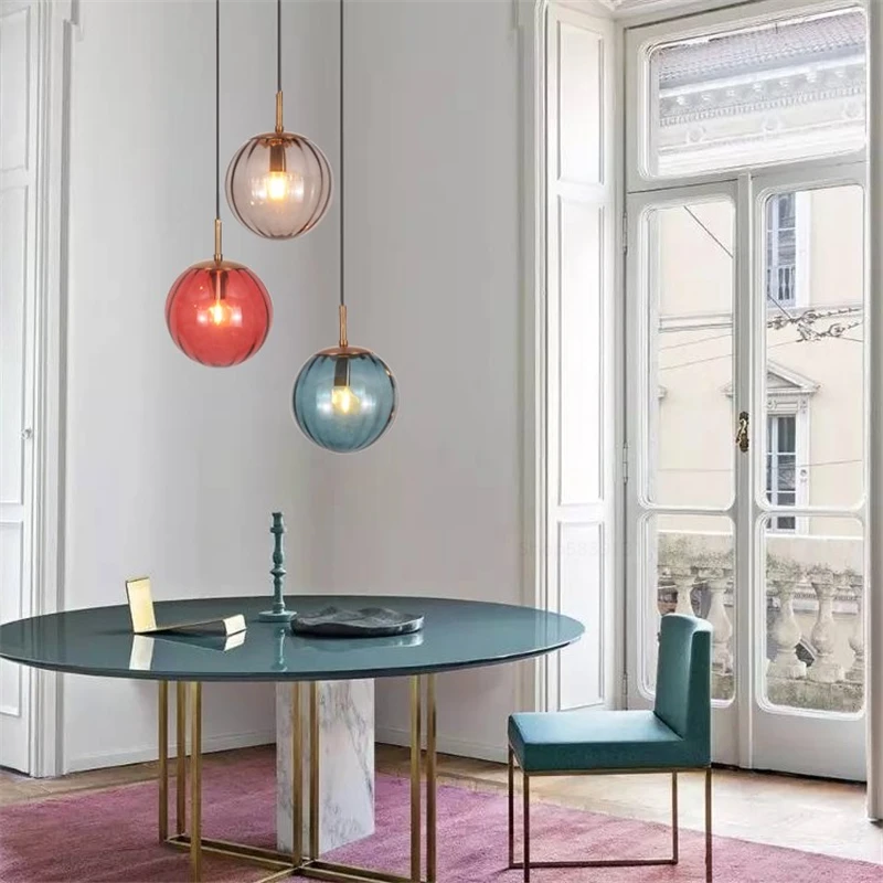 Bola de Vidro Conduziu a Lâmpada Lâmpadas para Sala Luzes Pingente Moderno Onda Loft Quarto Cozinha Pendurado Estar Luminárias 2 Luzes e Iluminação