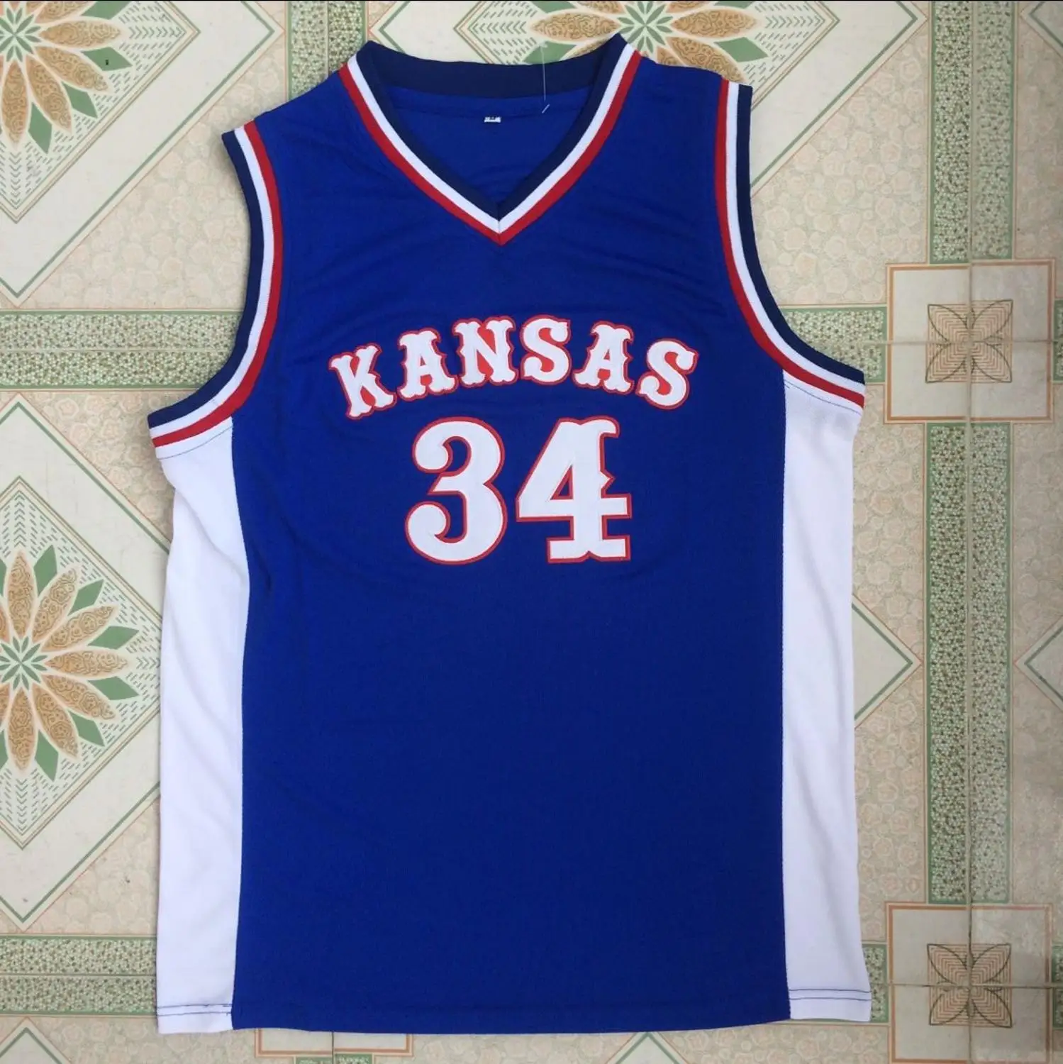 University of Kansas no. 34 Pierce blue embroidered basketball jersey | Спорт и развлечения