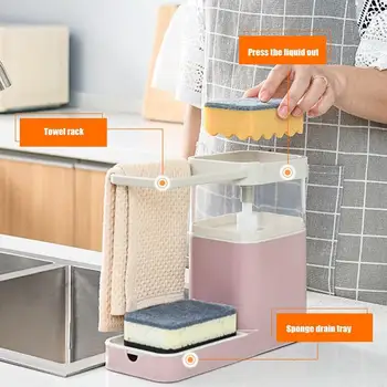 

Multifunctional Dishwashing And Brushing Pot, Pressing, Automatic Liquid Detergent, Liquid Box, Sink With Towel Bar Rack, New