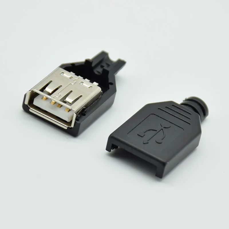 10 шт. 4 контактный разъем USB типа A с черной пластиковой крышкой|Соединители| |