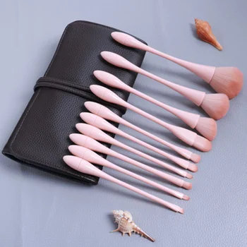 

NEW 10Pcs/set Synthetic Makeup Brushes Slim Plastic Smooth Handle for Foundation Powder Eyeshadow Brushes Set Kit