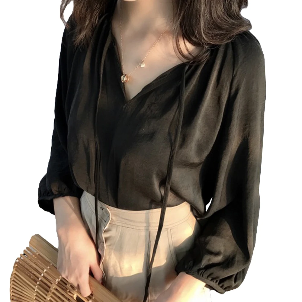 

Cheap wholesale 2018 new Spring Autumn Hot selling chic style women's fashion casual chiffon shirt A3383