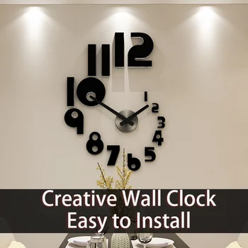 

Nordic Large Wall Clock Modern Design Silent Diy Clocks 3d Wall Clock Sticker Diy Big Watch Living Room Home Decor Horloge Gift