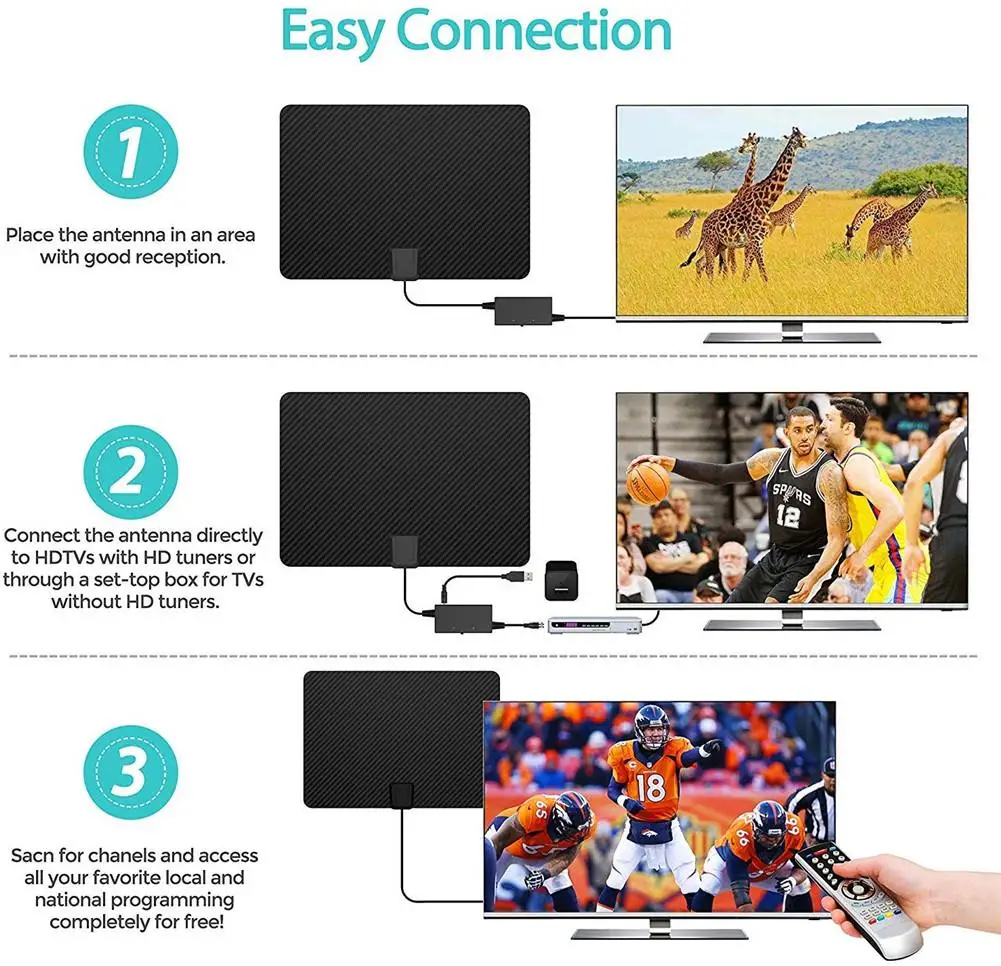 Углеродное волокно 180 миль ТВ антенна внутренний, HDTV антенна цифровая антенна HD 4K HD Freeview местных Каналы антенный усилитель
