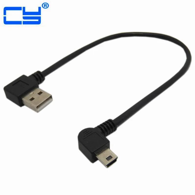 USB 2.0 Right angled 90 degree male to mini Left Charging data cable for MP3 GPS |