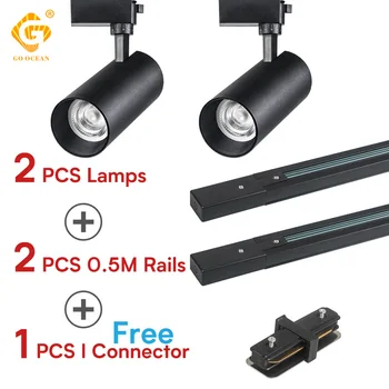 

220V 10W 30W Led Track Light Adjustable Ceiling Rail Lighting 2 Wire 1 Phase Complete Set Spotlight Shop Exhibition Home