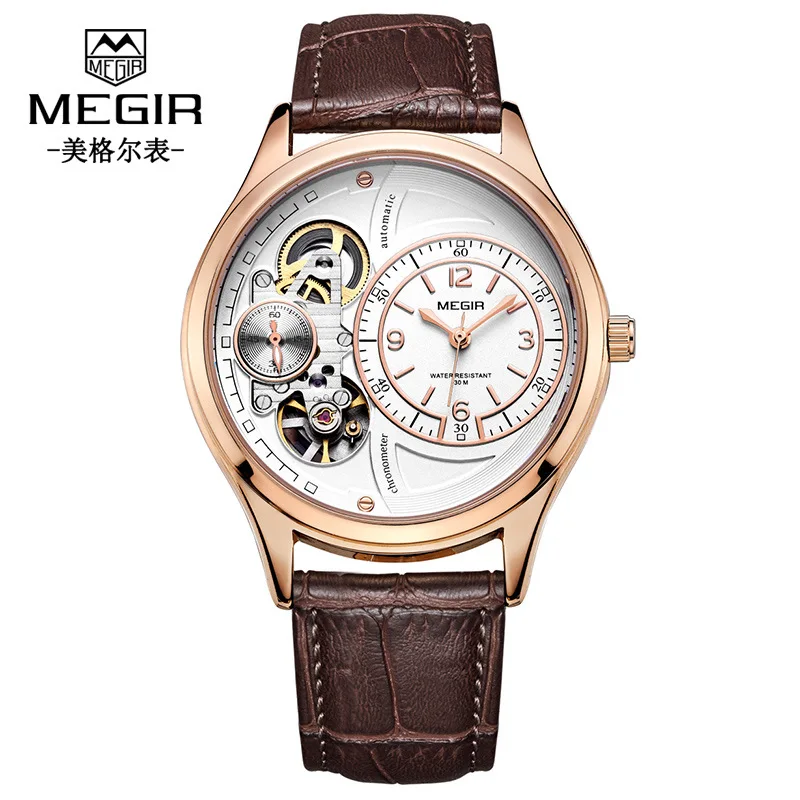 

[Machinery Device Quartz Men's Watch] Configuration: Genuine Leather, Waterproof. Unique Creative Hollow Dial