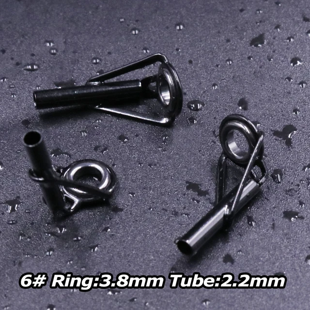 3Pcs Fishing Rod Tip Guides Repair Kit Stainless Steel Frames Ceramics Rings Black Rod Building Guide Eye Building Repair 6#~16# Size6 2.2mm 3Pcs
