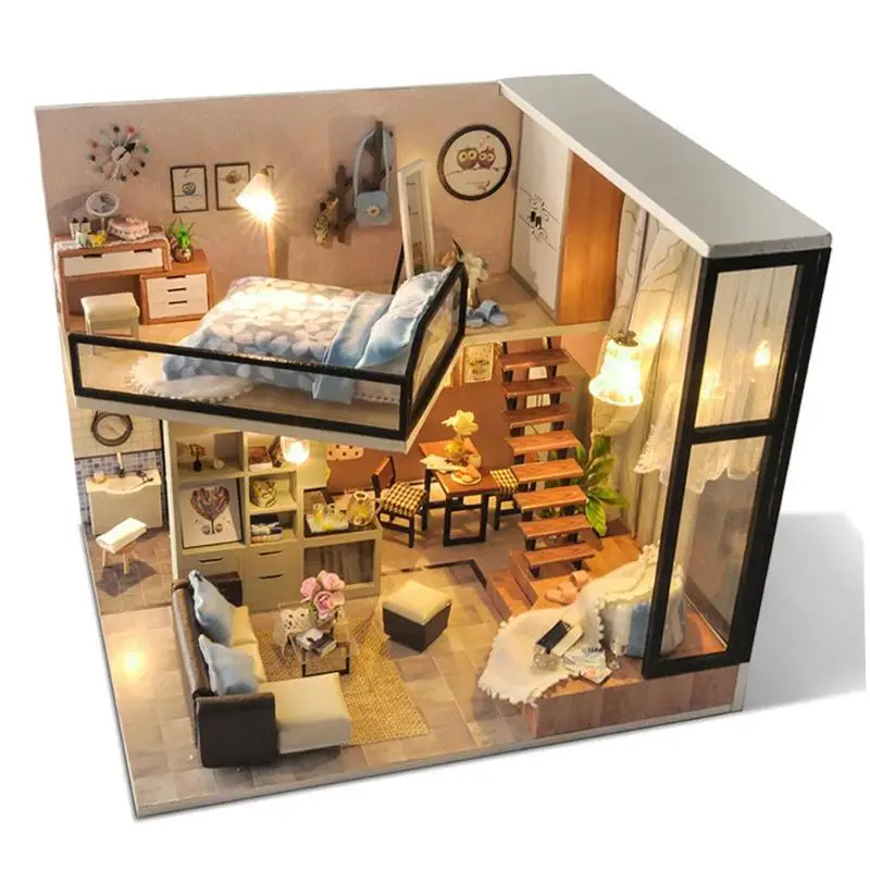 Кукольный дом мебель Diy Миниатюрный 3D Деревянный Miniaturas кукольный домик игрушки для детей подарки на день рождения Каса дневник котенка