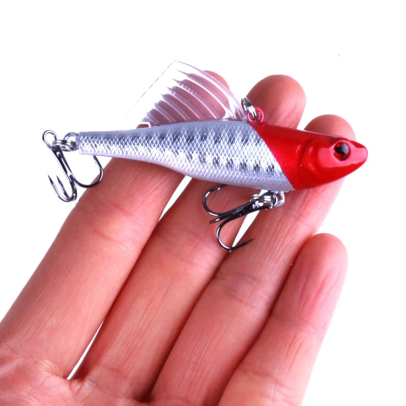 

Winter ice vibration Fishing Lure 7cm 17g Hake Bait With Lead Inside Sea Hard Diving Swivel Jig Wing Wobblers Crankbait