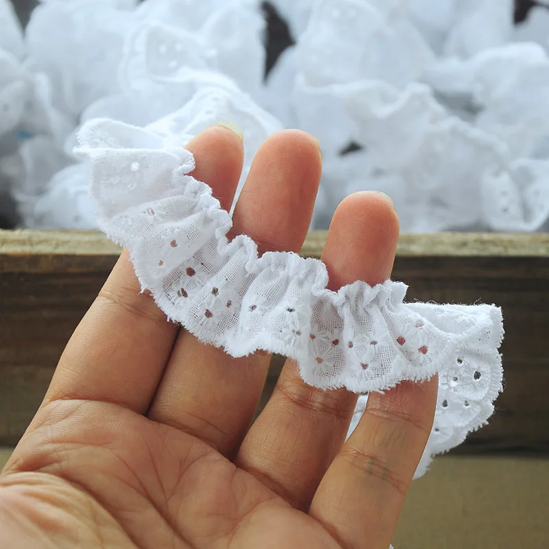 2CM Wide Cotton Embroidered Elastic Lace Cord For Clothing DIY