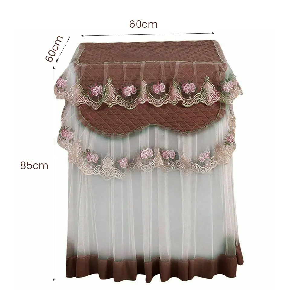 Lace Embroidery Floral Washing Machine Cover Dust Proof Home Decor Protector Washing Machine Covers Household Merchandises