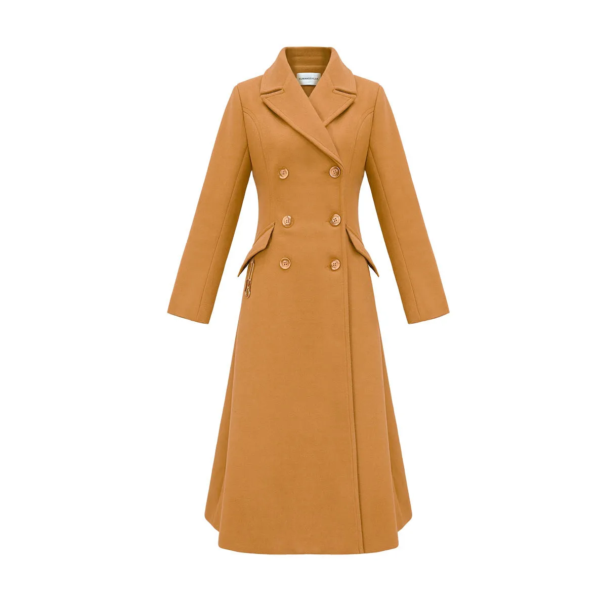 Модное двубортное длинное желтое шерстяное пальто для женщин Осень Зима X-Long шерстяное пальто женское пальто XA381