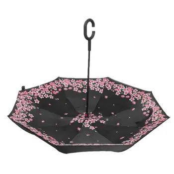 

C-Handle Double Layer Umbrella Folding Inverted Upside Down Reverse Windproof