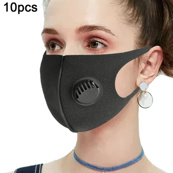 

20/10/5/1pcs Anti Dust Mask PM2.5 Anti Pollution Sponge Face Mouth Masks Respirator 3D Washable Black Breath Valve Mouth Cover