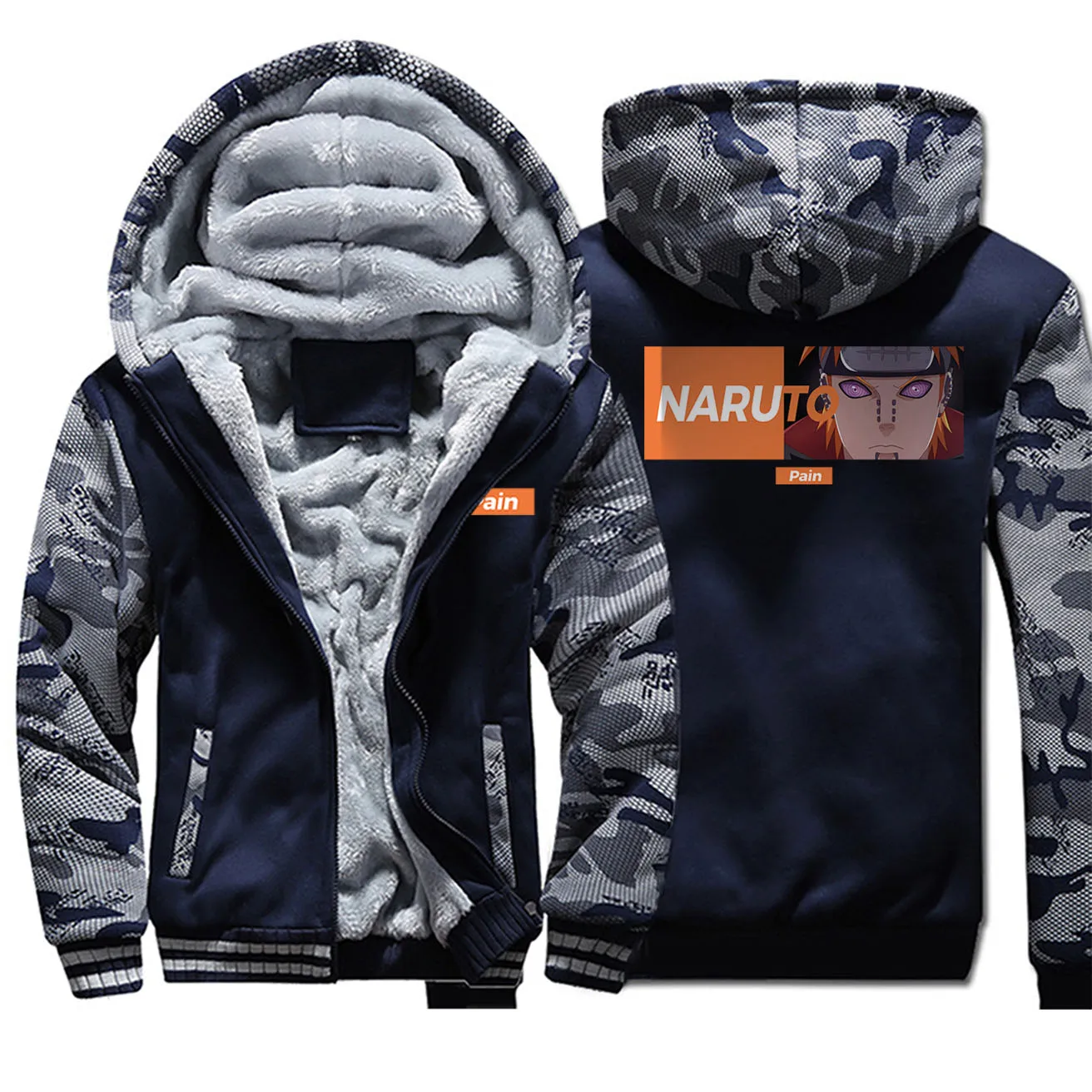 Наруто японского аниме боли толстовки мужская зимняя куртка Harajuku модная Толстовка Флисовая теплая камуфляжная верхняя одежда