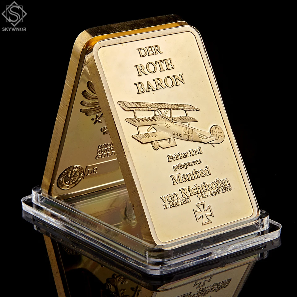 Deutsche Fine Gold Manfred Albrecht Freiherr Von рихтофен золотой слиток& плакированный бар Реплика коллекция монет