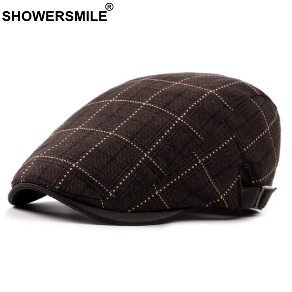 Shower Smile классические береты для мужчин клетчатая хлопковая Регулируемая плоская