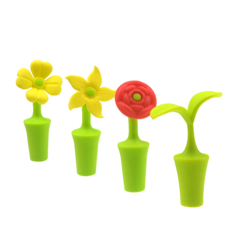 Пробка для бутылки вина в форме цветка портативный нетоксичный силиконовый