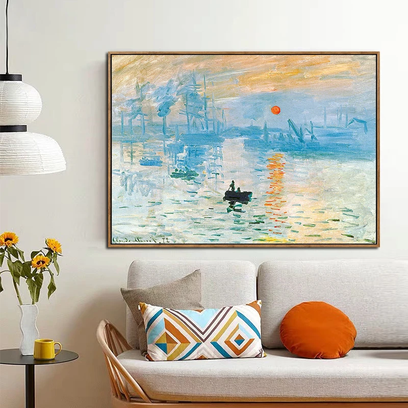 Monet Impression Sunrise известная Лодка Пейзаж картина маслом на холсте плакат печать
