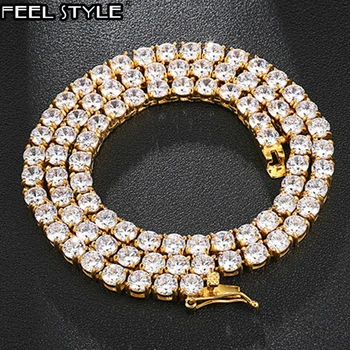 

1Set 4/5/6MM 46CM Bling Iced Out Stainess Steel Zircon Tennis Chain link Chain Bracelet Necklace For Men HIP HOP Jewelry