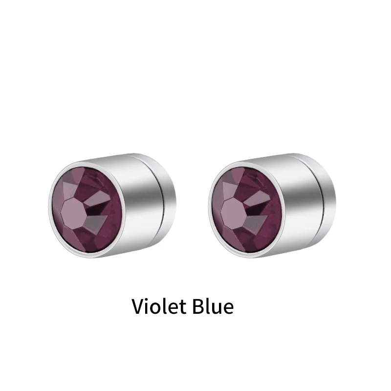 030026 Violet blue Innopes титановая сталь кубический цирконий серьги-клипсы с кристаллами без проколов уши серьги на магнитах клипсы для женщин и мужчин - Окраска металла: 030026 Violet blue