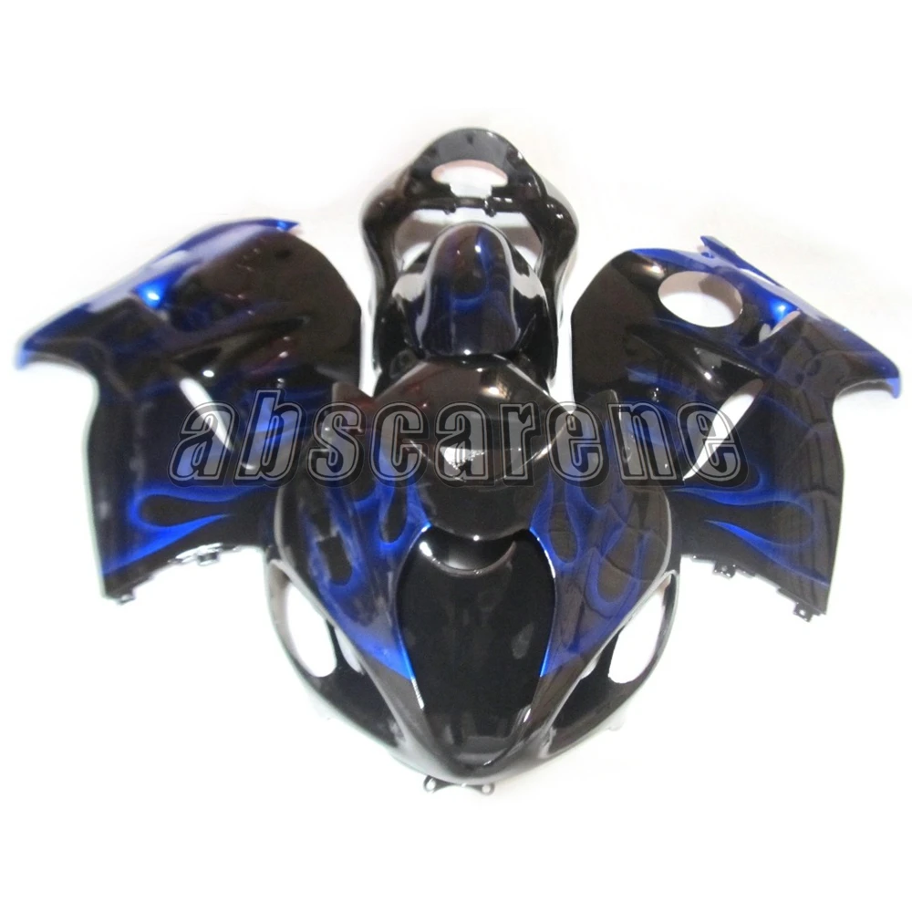 Полный обтекатель для Suzuki GSXR1300 Hayabusa 1997-2007 98 99 00 01 02 03 04 05 06 ABS Инжекционный капот черный с синим пламенем