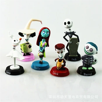 

6Pcs/7Pcs Set Nightmare Before Christmas Figures Lock Sally Zero Barrel Jack PVC Action Figure Toys Model Dolls Halloween Gift