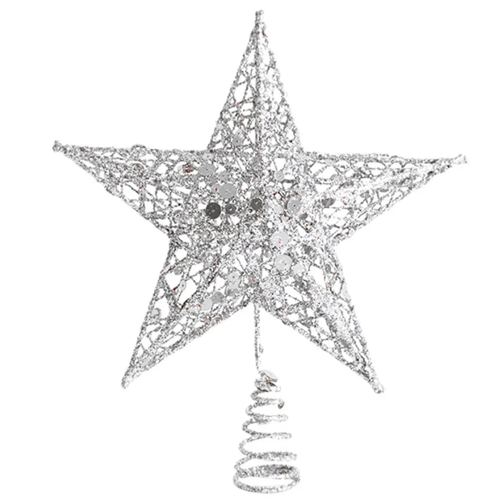 20x25cm Silver Большой 25 см Рождественская елка домашний декор Топпер пятиконечная звезда красивые блестящие Мерцающие Металлические 3 цвета вечерние украшения - Цвет: 20x25cm Silver
