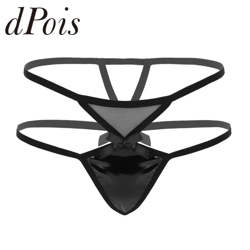 Женское дамское мокрое платье из лакированной кожи, сексуальное нижнее белье с низкой посадкой, мини-Трусики-Танга Нижнее белье Трусики-бикини женское белье