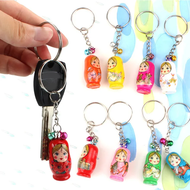 Gran Oferta De 12Pcs/Set Russian Nesting Dolls Key Ring Babushka Matryoshka Figurines Kids Children Toys Birthday Gift Keychains 4