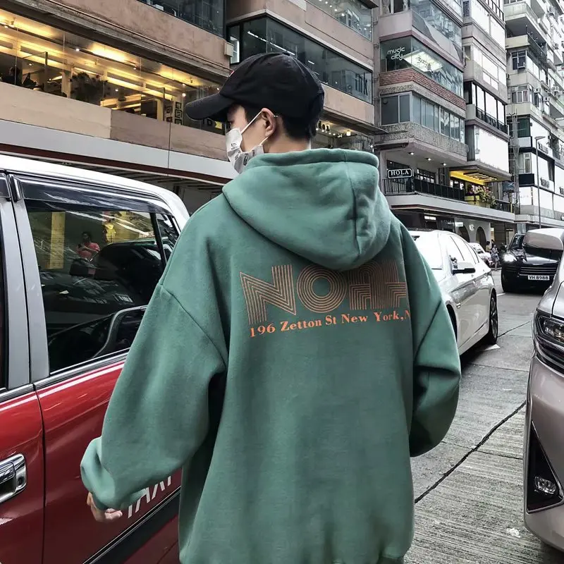 

CEC Lazy Style Sweatshirt Men plus Velvet Autumn and Winter Type Ins-Music of the Tide Hip Hop Loose Tops gang feng Thickened Ho