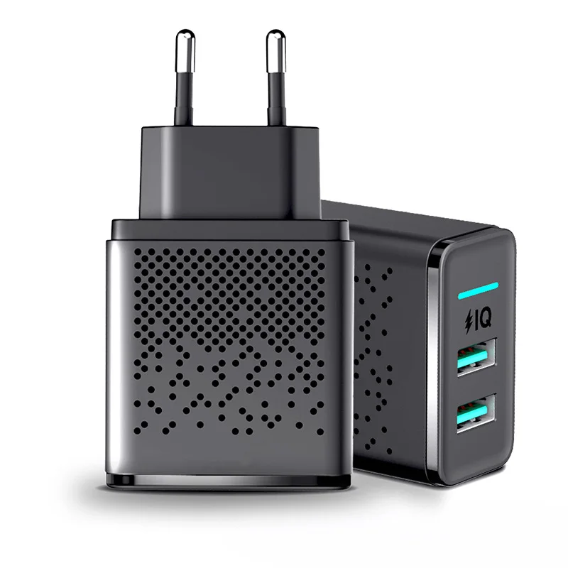 Быстрое зарядное устройство с двумя USB 5 В 2.4A настенное зарядное устройство адаптер ЕС-разъем, для поездок мобильный телефон для iphone samsung Xiaomi