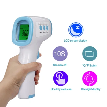 

Digital Forehead Thermometer Infrared Body Thermometer Non-contact Temperature Gauge ℃/℉ Switch 1s Measuring Precise Fever Alarm