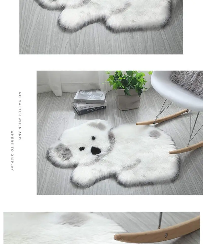 Panda Koala Floor Mat Fur Long Hair Animal Living Room Bedroom Carpet 60*90cm Comfortable Cartoon Animation Floor Mat
