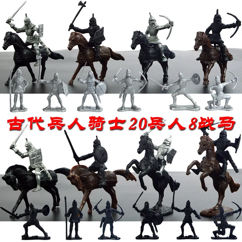 

Medieval Classical Soldier Cavalry Knight 12 Soldier + 8 Troops And Horses + 8 Cavalry Soldier Static Model Toy
