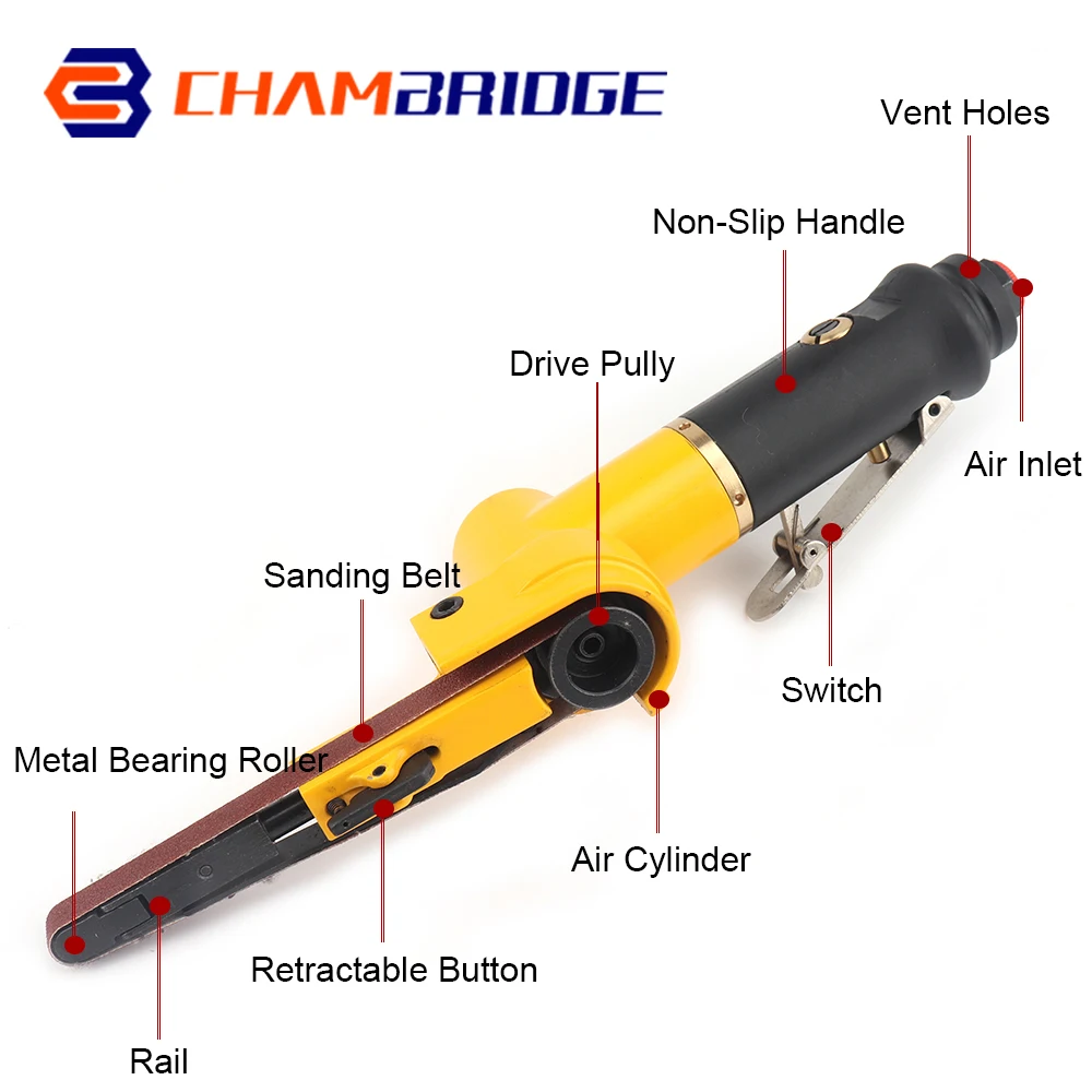 10mm x 330mm Pneumatic Sander Air Belt Sander Set Air Belt Grinder for Grinding Polishing Pneumatic Grinder Machine Tools 2