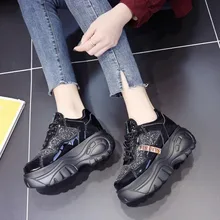 Женская модная обувь на толстой подошве; обувь на низком каблуке; дышащие кроссовки; спортивная обувь; прогулочная обувь; E15-36