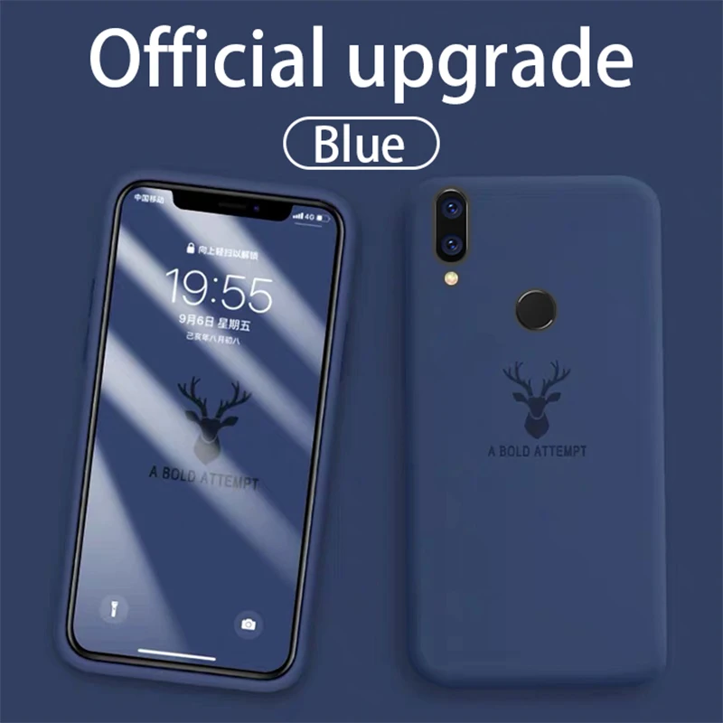 Жидкий силиконовый чехол для телефона xiaomi redmi 7/7A/K20 с изображением головы оленя и