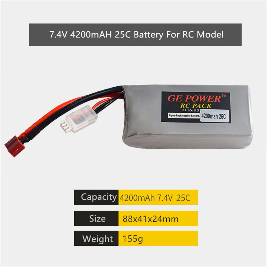 2 шт обновление 7,4 V 4200mAH 25C Батарея Часть для WLTOYS 12428 12429 RC модели