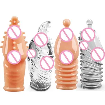Penis Sleeve Imitating Penis Enlargement Adult Erotic Sex Toys For Men Couples Condoms Male Cock Extender Dildo Enhancer Sexshop 2