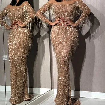 

and the United States women's 2020 spring dunhuang amazon hot style sexy sequins tassel cultivate morality dress dress
