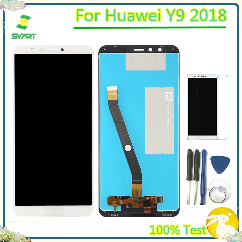 Цена Черно белый 5,93 дюймов Enjoy 8 Plus ЖК дисплей кодирующий преобразователь сенсорного экрана в сборе Замена для huawei Y9 2018 LA L22 FLA LX2