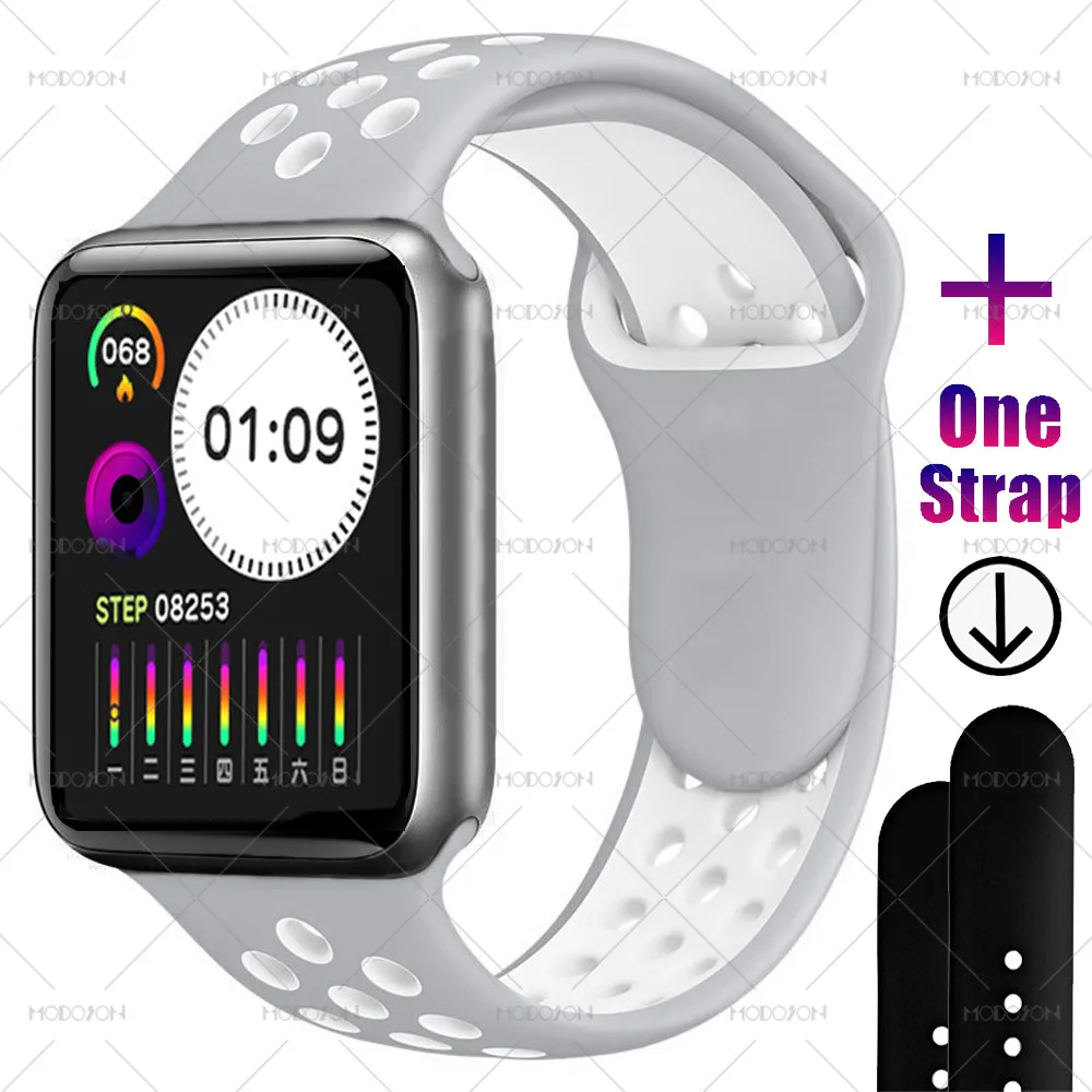 MODOSON Смарт-часы iwo 12 мини серия 5 всегда яркий экран пульсометр кровяное давление 40 мм умные часы для Apple iphone Android - Цвет: black gray white