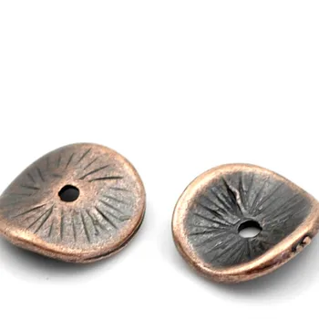 

DoreenBeads Zinc Based Alloy Wavy Spacer Beads Disc Antique Copper Color DIY Jewelry About 10mm x 9mm, Hole:Approx 1mm, 20 PCs