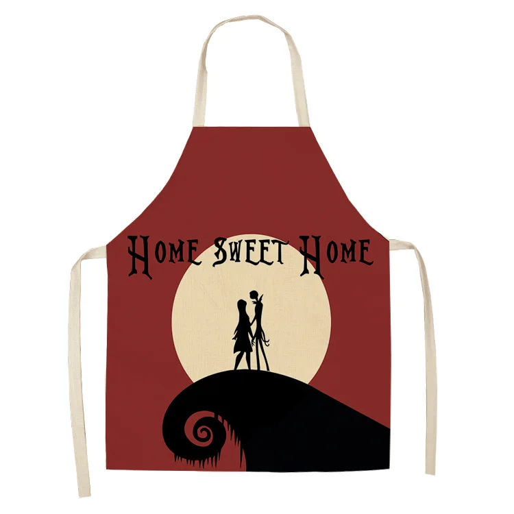 1 Pcs Pumpkin Witch Horror Happy Halloween Kitchen Aprons for Woman Man Home Cooking Baking Shop Cleaning Cotton Linen Apron