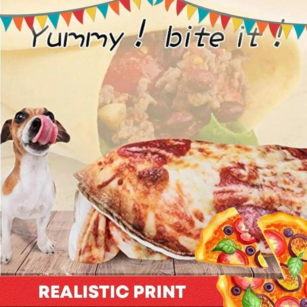Мягкое фланелевое одеяло Funy PizzaHolic Mad Burrito wrap, идеально круглое удобное домашнее повседневное Новое одеяло