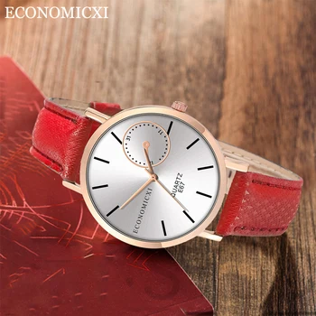 

Women Watches Brand Quartz Ladies Watches Top Luxury Wristwatch Red Leather Strap Female Clock Fashion Dress Relojes Para Mujer