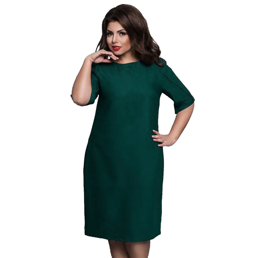 Женское платье vestidos de verano vestido vadim ropa mujer платья vestidos verano mujer Новые повседневные однотонные L-6XL с длинным рукавом Z4 - Цвет: B